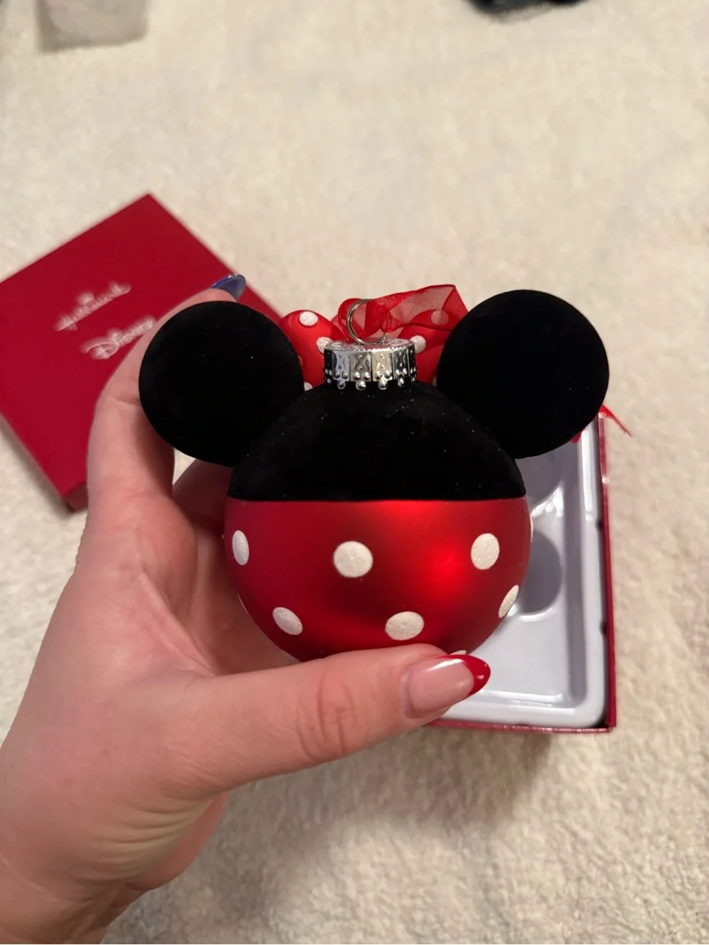Hallmark Disney Minnie Mouse Red White Polka Dot Ornament